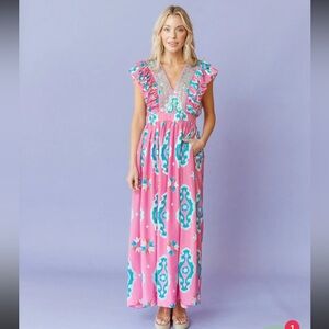 Sheridan French Stacey dress watermelon starburst